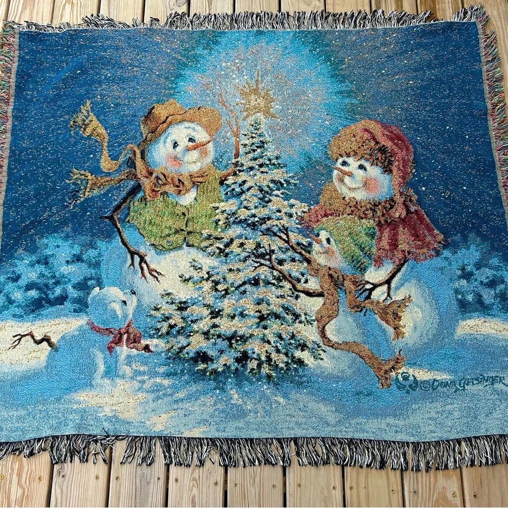 Dona Gelsinger Snowman Family  Tapestry Throw Blanket 50 X‎ 60 Metallic